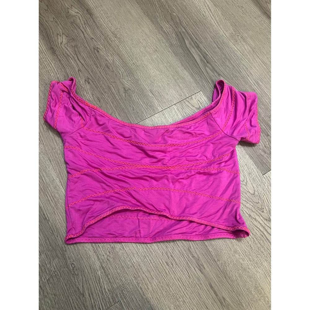 House of Harlow 1960 x REVOLVE Pink Embroidered Crop Top Short Sleeve Medium